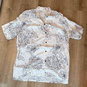 Floral Print Men's Shirt - White